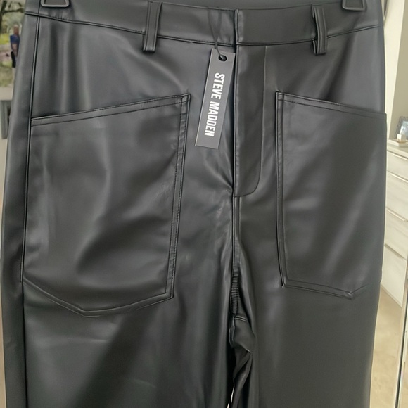 NWT STEVE MADDEN BLACK FAUX LEATHER PANTS - Picture 2 of 7